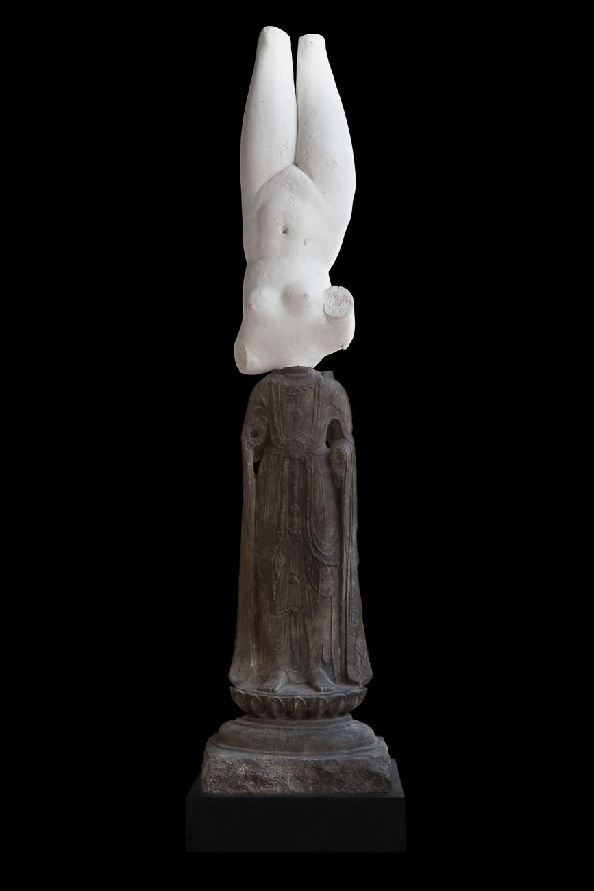 Xu Zhen - Eternity-Sui Dynasty Standing Bodhisattva, Marble Statuette of Aphrodite Anadyomene